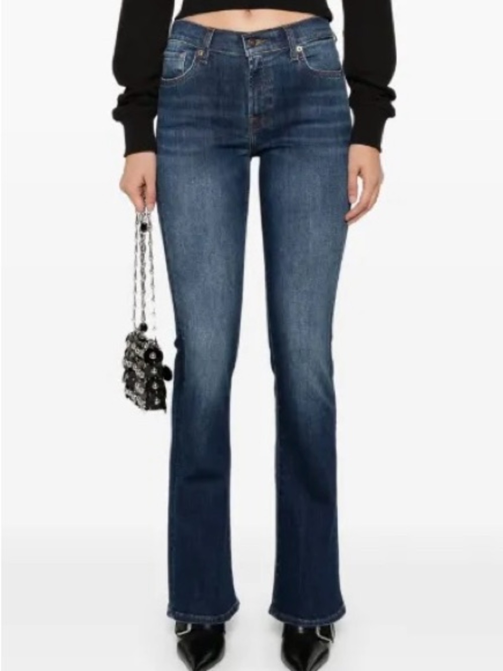 7 For All Mankind| Dark Blue Denim Bootcut Flare Luxury Jeans Sz 24